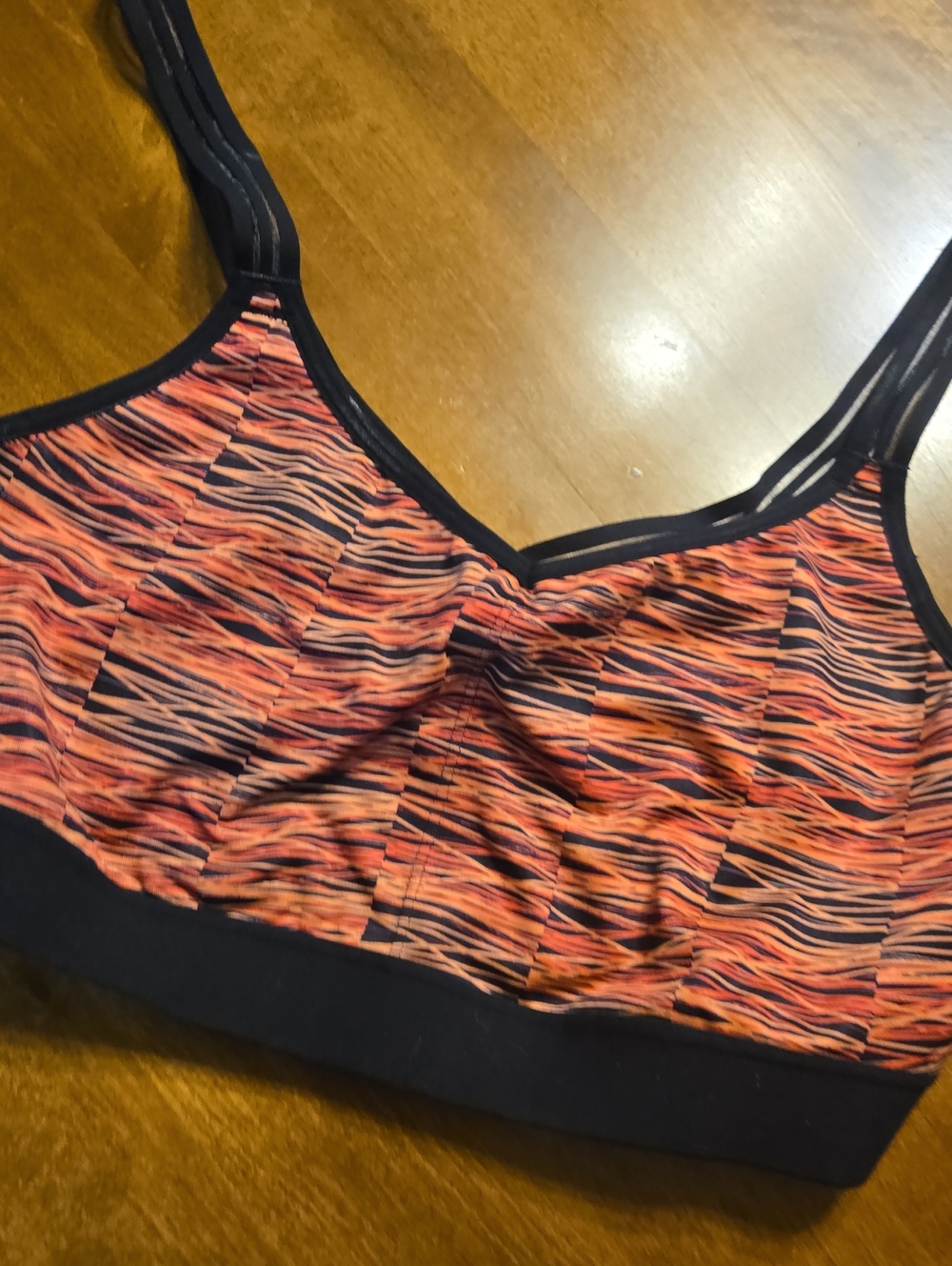 Champion Orange and Pink Wave-Print Sports Bra